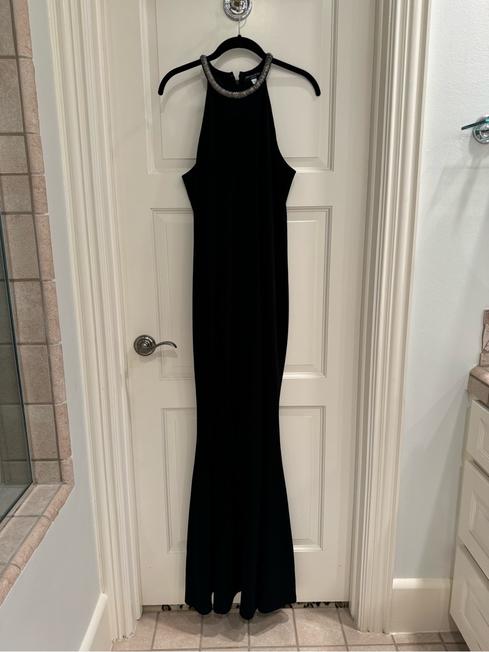 Dao Chloe Dao Black Halter Gown with Rhinestone Collar